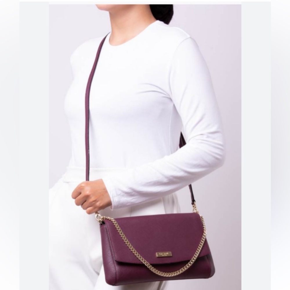 Kate Spade Plum Laurel Way Greer Gold Chain Bag Shoulder Purse Clutch